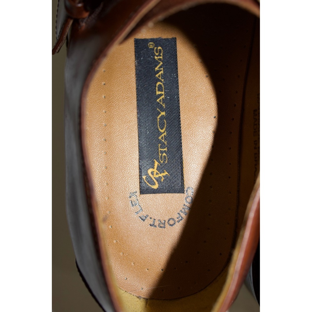 Stacy Adams Loafers Monk Strap Mens 10M Brown Square Toe Leather Buckle Shoes - Picture 6 of 14